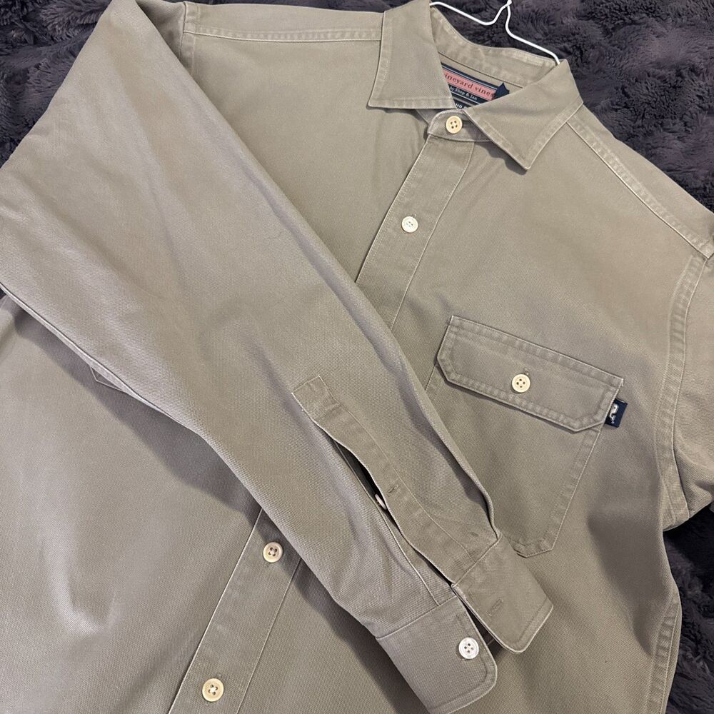 Mens Small Vineyard Vines 100% Cotton Deckhand Button Up Canvas Shirt Shacket